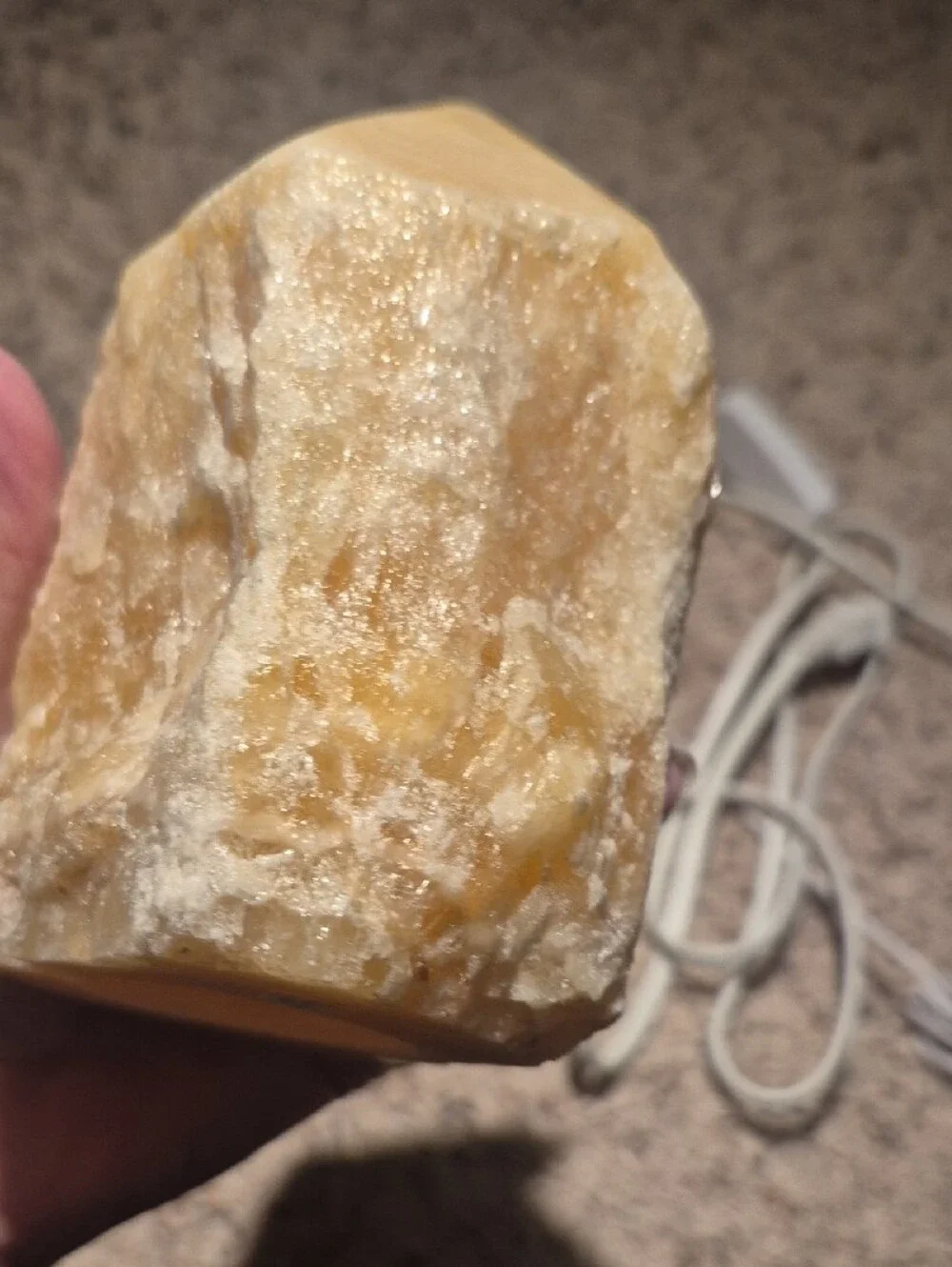 Hand-Crafted Orange Calcite Crystal Lamp (Wooden Base Not Included)